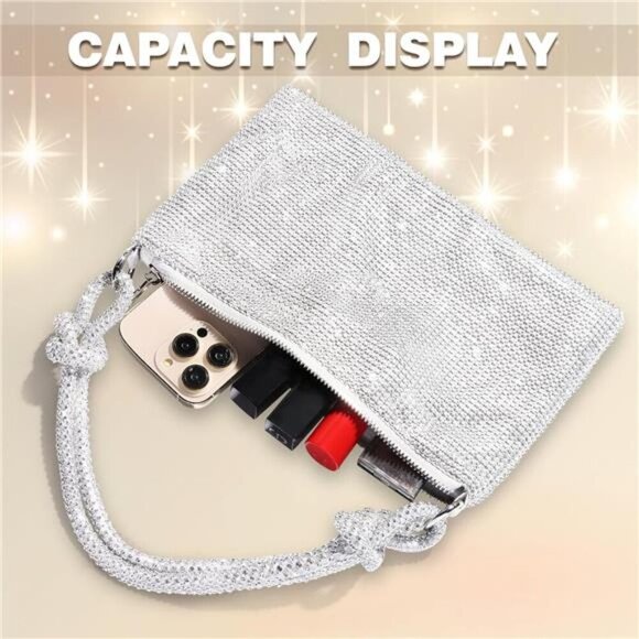 Clutch Purse for Women,Sparkly Rhinestone Evening Bag Wedding & Party - Picture 6 of 8